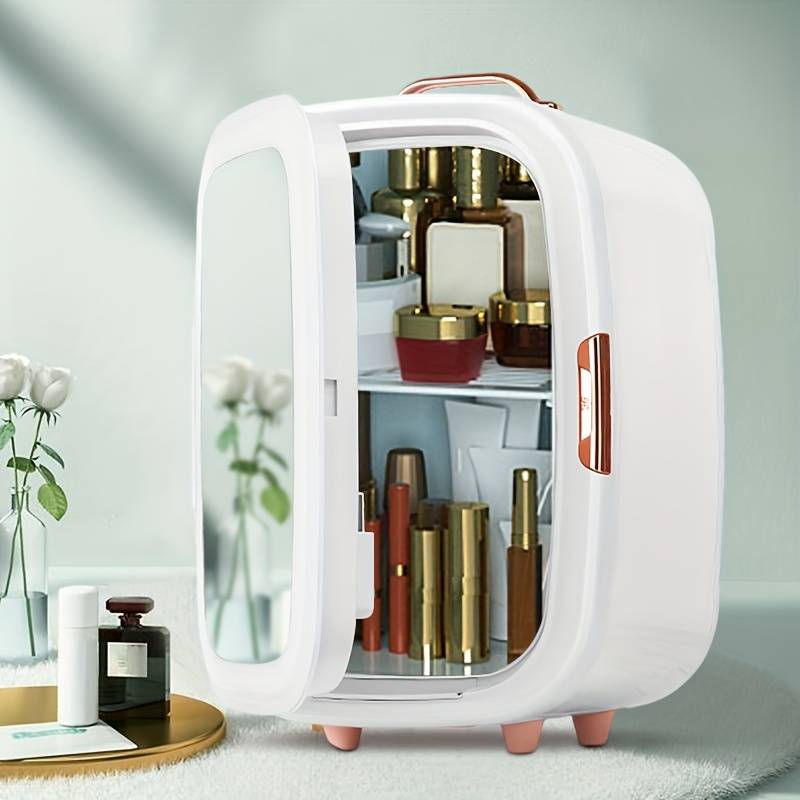 Mini Fridge With Mirror Led Design Ac/ Portable Beauty - Temu